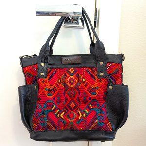One-Of-A-Kind Nena & Co Full Huipil Black Leather Mini Perfect Bag